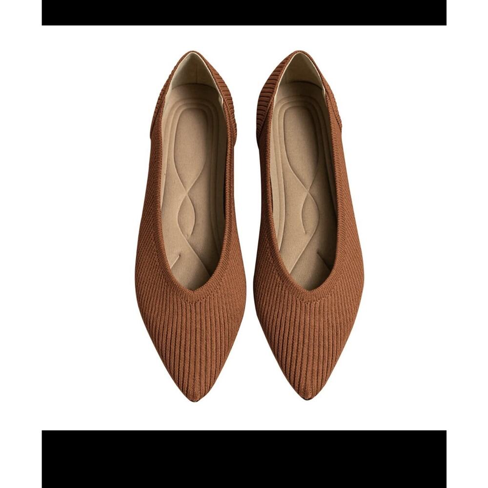 TINGRISE Women's Flats Shoes Pointed Toe Knit Ballet Size 39